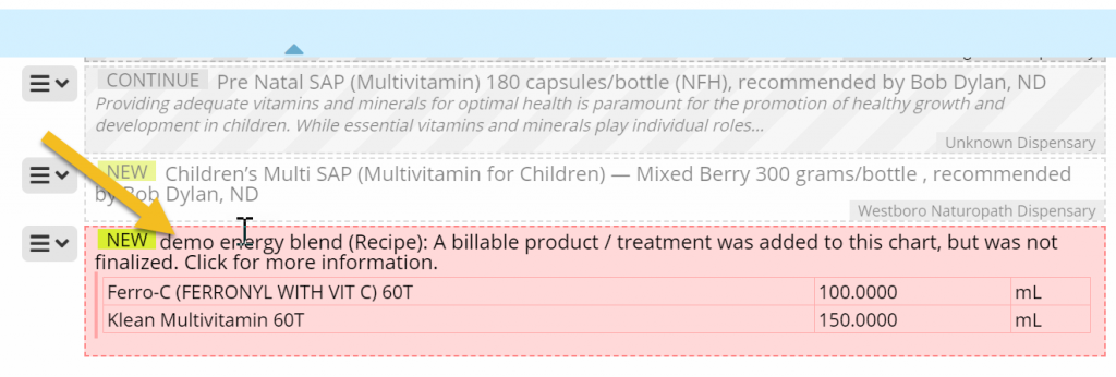 A blend that was added to a SOAP chart for this client, but the blend was not finalized. This means it was not converted into a billable product, and cannot be select in the Express Checkout.