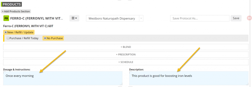 Adding simple dosage and descriptions to your recommended products.