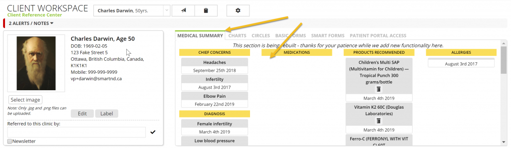 Using headings will help you create summary information in the Patient Workspace.